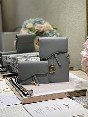 Dior Saddle Multifunctional Phone Bag/Coin Purse Grey - 5038# - 18.5x12x7.5cm/ 12x7.5cm - 1