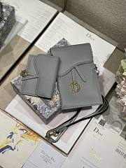 Dior Saddle Multifunctional Phone Bag/Coin Purse Grey - 5038# - 18.5x12x7.5cm/ 12x7.5cm - 2