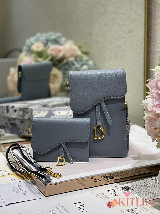 Dior Saddle Multifunctional Phone Bag/Coin Purse Sky Blue - 5038# - 18.5x12x7.5cm/ 12x7.5cm - 1