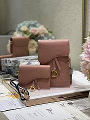 Dior Saddle Multifunctional Phone Bag/Coin Purse Pink - 5038# - 18.5x12x7.5cm/ 12x7.5cm - 1
