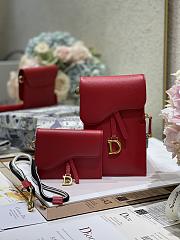Dior Saddle Multifunctional Phone Bag/Coin Purse Red - 5038# - 18.5x12x7.5cm/ 12x7.5cm - 1