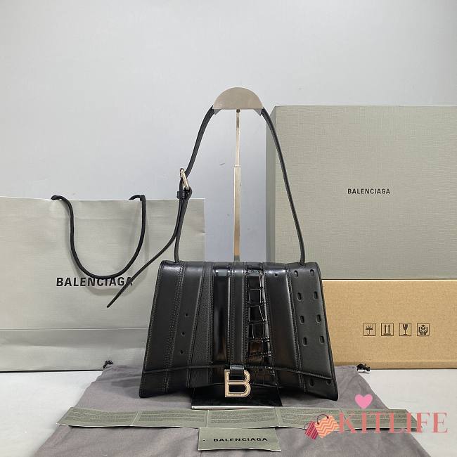 Balenciaga Hourglass Multibelt Black Calfskin/Crocodile Embossed Grain– 92940 - 27x10x18cm - 1