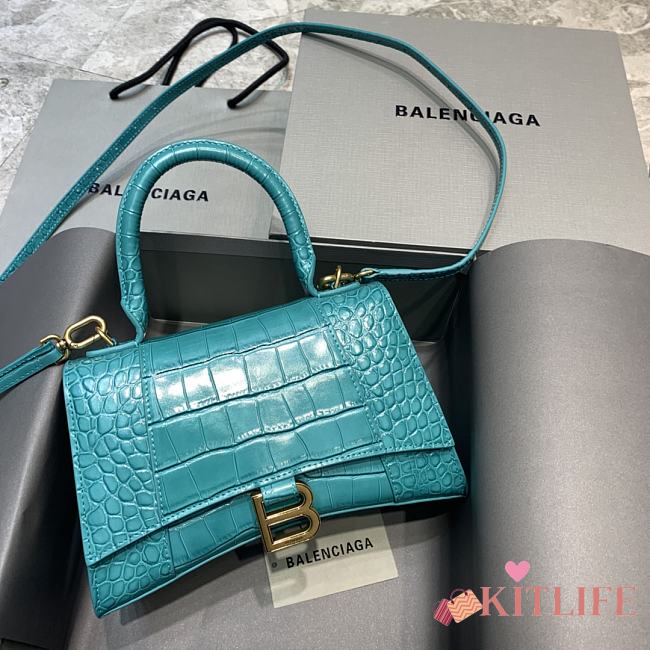 Balenciaga Hourglass In  Maca Blue Crocodile – 23x10x14cm - 1