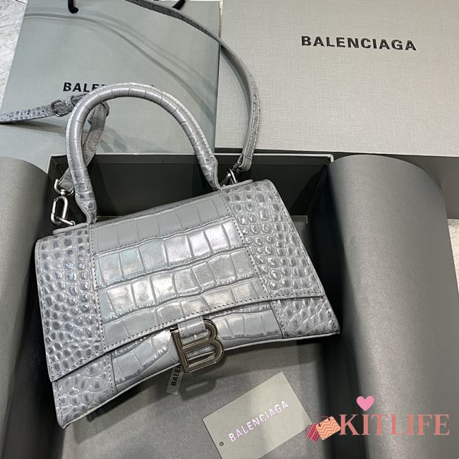 Balenciaga Hourglass Crocodile Dark Gray – 23x10x14cm - 1