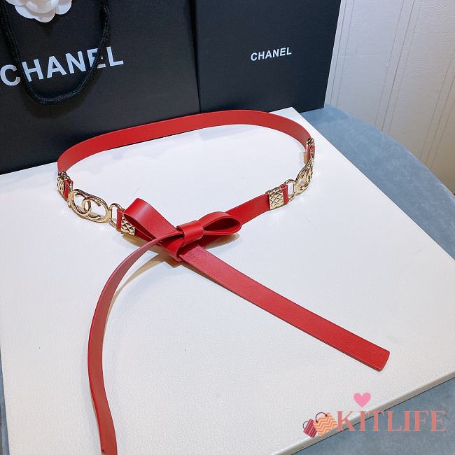 Chanel Lambskin And Golden Metal Brass Material Red - 2.0mm - 1