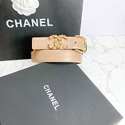Chanel Calfskin And Golden Metal Belt Beige - 3
