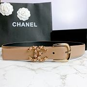 Chanel Calfskin And Golden Metal Belt Beige - 5
