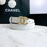 Chanel Belt Hardware Adopts Logo Classic Letter Buckle Cowhide White – 3cm - 1