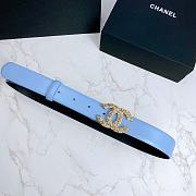 Chanel Belt Hardware Adopts Logo Classic Letter Buckle Cowhide Blue – 3cm - 2