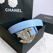 Chanel Belt Hardware Adopts Logo Classic Letter Buckle Cowhide Blue – 3cm - 4