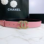 Chanel Belt Hardware Adopts Logo Classic Letter Buckle Cowhide Pink – 3cm - 5
