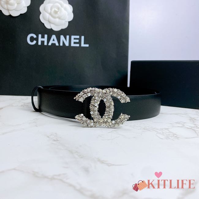 Chanel Belt Hardware Adopts Logo Classic Letter Buckle Cowhide Black – 3cm - 1