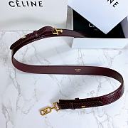 Celine Belt Horsebit Buckle Cow Leather Belt Python Leather Burgundy – 30mm - 2