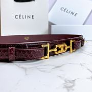 Celine Belt Horsebit Buckle Cow Leather Belt Python Leather Burgundy – 30mm - 3