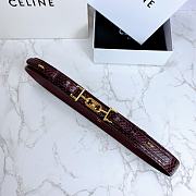 Celine Belt Horsebit Buckle Cow Leather Belt Python Leather Burgundy – 30mm - 5