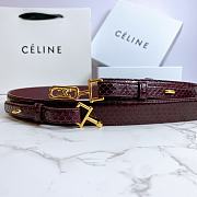 Celine Belt Horsebit Buckle Cow Leather Belt Python Leather Burgundy – 30mm - 6