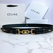 Celine Belt Horsebit Buckle Cow Leather Belt Python Leather Black – 30mm - 1