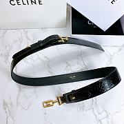 Celine Belt Horsebit Buckle Cow Leather Belt Python Leather Black – 30mm - 2