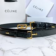 Celine Belt Horsebit Buckle Cow Leather Belt Python Leather Black – 30mm - 3