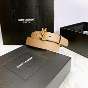 YSL Calfskin Soft Waist Buckle Classic Beige – 30mm - 6