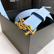 YSL Calfskin Soft Waist Buckle Classic Blue – 30mm - 3