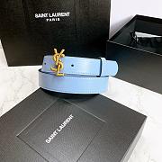 YSL Calfskin Soft Waist Buckle Classic Blue – 30mm - 5