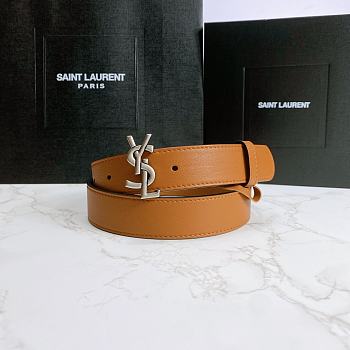 YSL Calfskin Soft Waist Buckle Classic Brown – 30mm