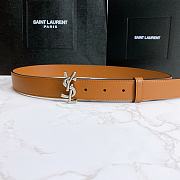 YSL Calfskin Soft Waist Buckle Classic Brown – 30mm - 2