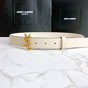 YSL Calfskin Soft Waist Buckle Classic White – 30mm - 2