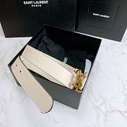 YSL Calfskin Soft Waist Buckle Classic White – 30mm - 3