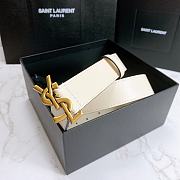 YSL Calfskin Soft Waist Buckle Classic White – 30mm - 4