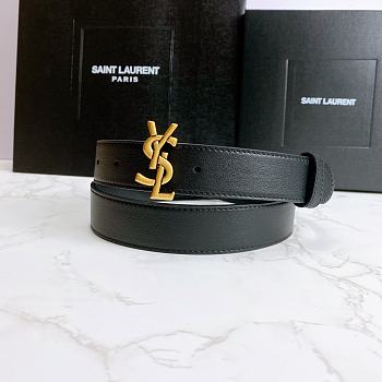 YSL Calfskin Soft Waist Gold Buckle Classic Black – 30mm