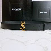 YSL Calfskin Soft Waist Gold Buckle Classic Black – 30mm - 2