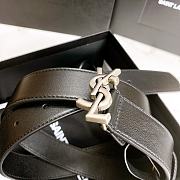 YSL Calfskin Soft Waist Silver Buckle Classic Black – 30mm - 2