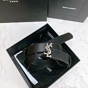 YSL Calfskin Soft Waist Silver Buckle Classic Black – 30mm - 5