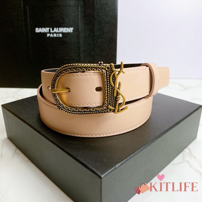 YSL Letter Buckle Gold Beige– 30mm - 1