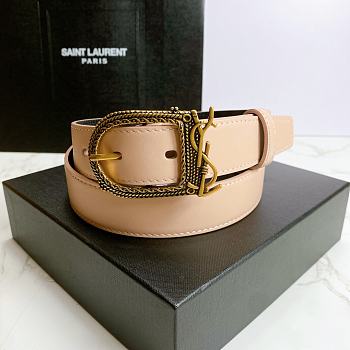 YSL Letter Buckle Gold Beige– 30mm