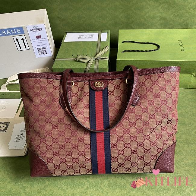 Gucci Ophidia Tote Burgundy Canvas – 631685 – 38x28x14 cm - 1