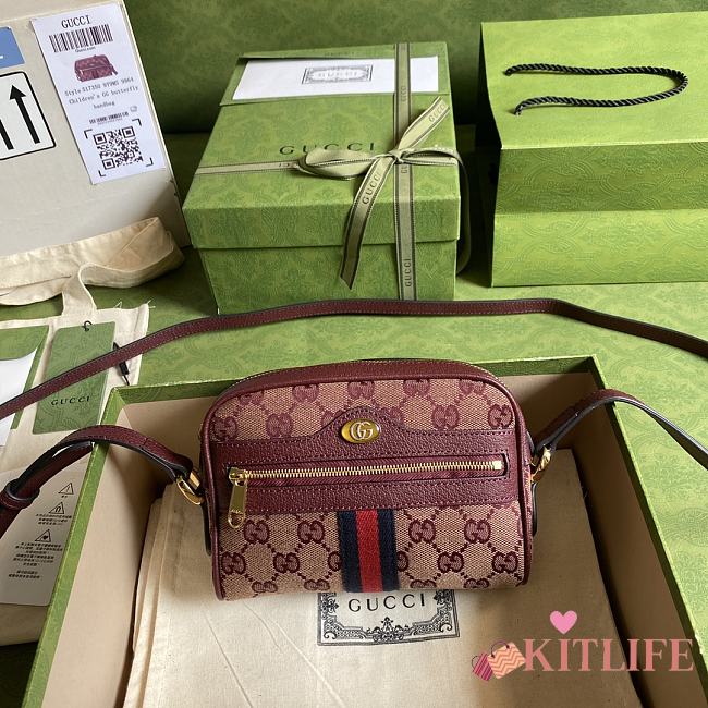 Gucci Ophidia Shoulder/Crossbody Burgundy Canvas – 517350 – 17.5x17x5.5 cm - 1