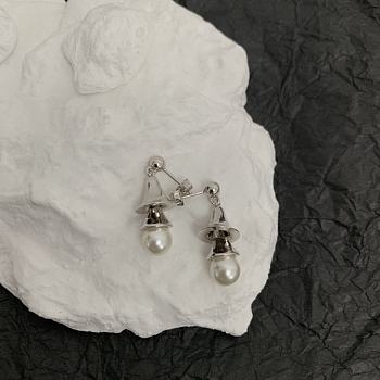 Bottega Veneta Stud Earrings With Pearl Silver 