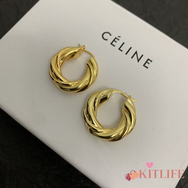Celine Hoops In Brass Gold Earrings - 1