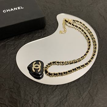 Chanel Black Heart Gold Chain Necklace