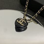 Chanel Black Heart Gold Chain Necklace - 2