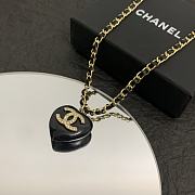 Chanel Black Heart Gold Chain Necklace - 3