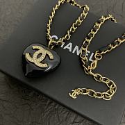 Chanel Black Heart Gold Chain Necklace - 5