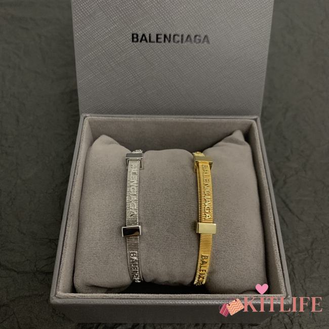 Balenciaga Force Striped Bracelet In Gold/Silver  - 1