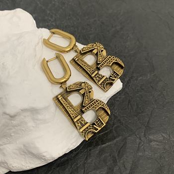 Balenciaga B Chain Gold Earrings