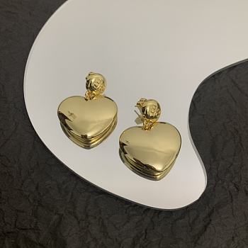 Balenciaga BB Engraved Gold Heart Earrings