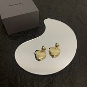 Balenciaga BB Engraved Gold Heart Earrings - 5