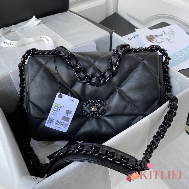 Chanel Flap Bag Goatskin Quilted Black – 30x26cm  - 1